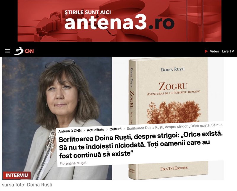 Doina Ruști on Ghosts, Literature, and the Magic of Bucharest – An Interview with Antena 3 CNN - Doina Ruști