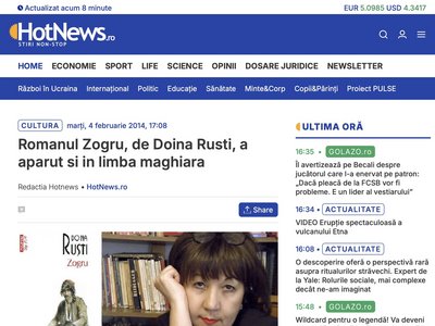Doina Ruști on HotNews: a portrait through interviews, public appearances, and international translations